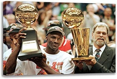 Michael Jordan and Phil Jackson hoisting championship trophies smart money bro