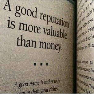 A good reputation quote inside book cover smart money bro