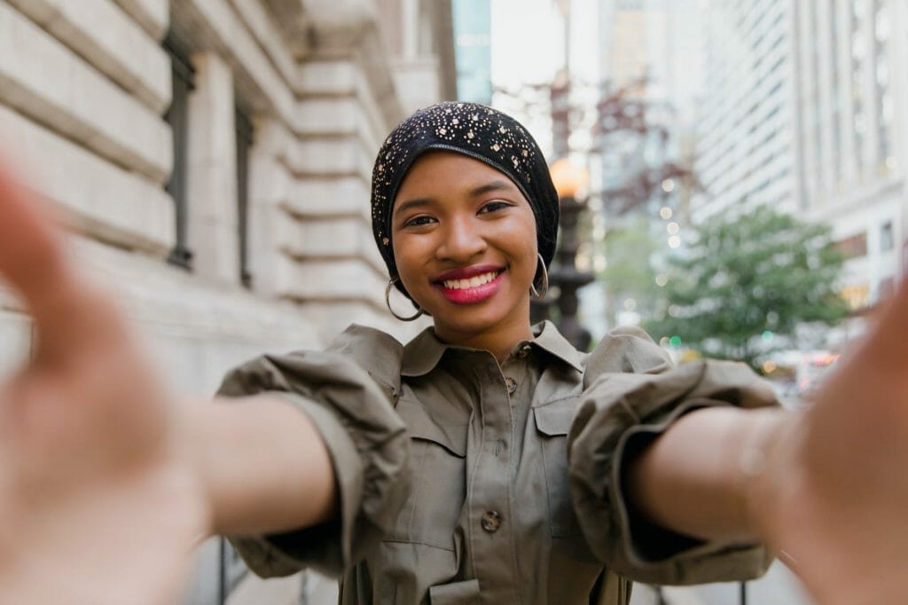 smiling woman wearing a hijab